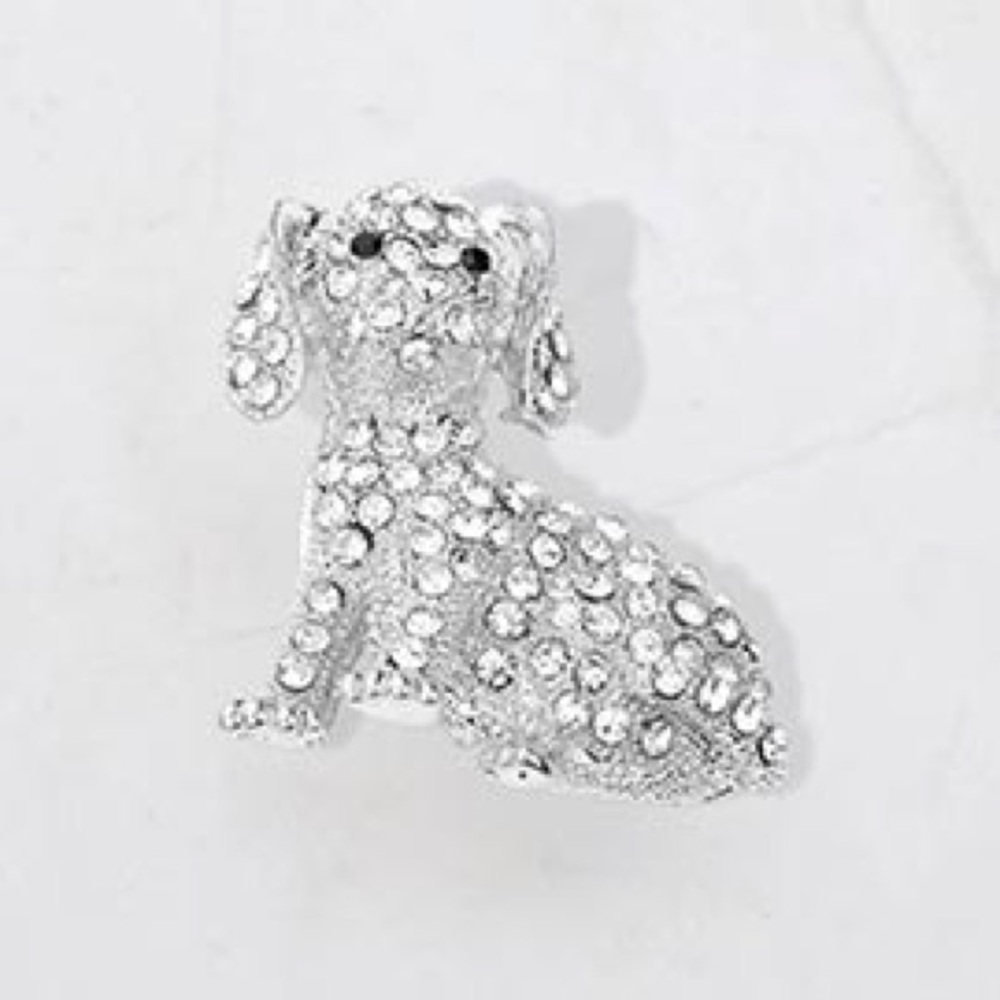 Sparkling Silver Dog Brooch